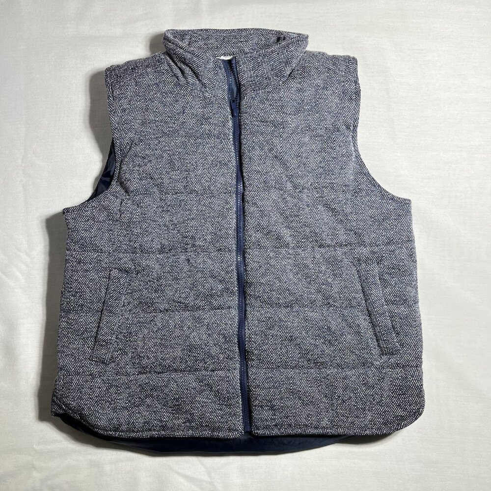 Women’s Pulse Boutique Quilted Knit Navy Blue White Puff Vest Size XL